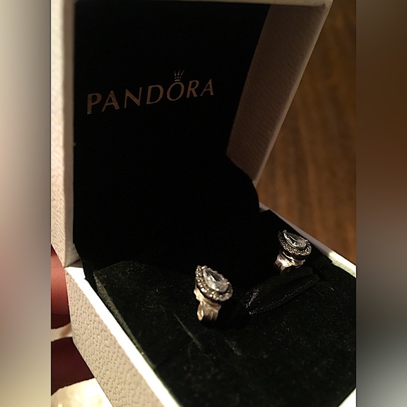 Pandora Sparkling Teardrop Halo Stud Earrings - Picture 1 of 2